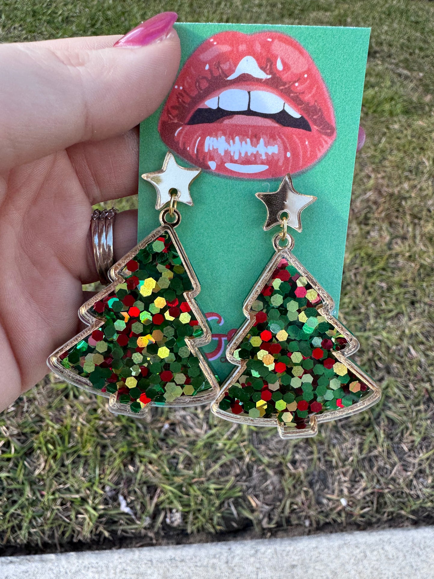 Green & Gold Glitter Trees